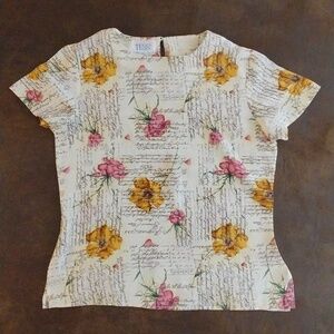 Vintage Floral Silk Top Small